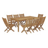 Modway Marina 9 Piece Outdoor Patio Teak Outdoor Dining Set