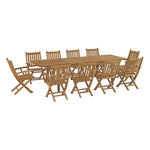 Modway Marina 11 Piece Outdoor Patio Teak Outdoor Dining Set