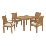 Modway Marina 5 Piece Outdoor Patio Teak Outdoor Dining Set