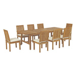 Modway Marina 9 Piece Outdoor Patio Teak Outdoor Dining Set