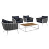 Modway Stance 5 Piece Outdoor Patio Aluminum Sectional Sofa Set