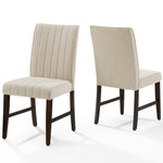 Modway Motivate Channel Tufted Upholstered Fabric Dining Chair Set of 2