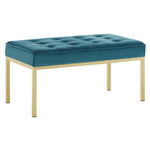 Modway Loft Gold Stainless Steel Leg Medium Performance Velvet Bench