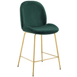 Modway Scoop Gold Stainless Steel Leg Performance Velvet Counter Stool