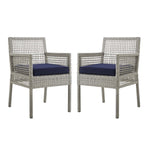 Modway Aura Dining Armchair Outdoor Patio Wicker Rattan Set of 2