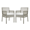 Modway Aura Dining Armchair Outdoor Patio Wicker Rattan Set of 2