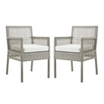 Modway Aura Dining Armchair Outdoor Patio Wicker Rattan Set of 2