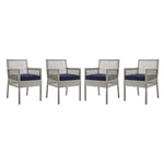 Modway Aura Dining Armchair Outdoor Patio Wicker Rattan Set of 4
