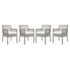 Modway Aura Dining Armchair Outdoor Patio Wicker Rattan Set of 4