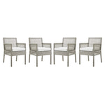 Modway Aura Dining Armchair Outdoor Patio Wicker Rattan Set of 4