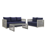 Modway Aura 3 Piece Outdoor Patio Wicker Rattan Set