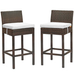 Modway Conduit Bar Stool Outdoor Patio Wicker Rattan Set of 2