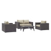 Modway Convene 4 Piece Set Outdoor Patio with Fire Pit