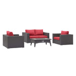 Modway Convene 4 Piece Set Outdoor Patio with Fire Pit