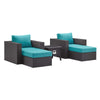 Modway Convene 5 Piece Set Outdoor Patio with Fire Pit
