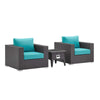 Modway Convene 3 Piece Set Outdoor Patio with Fire Pit