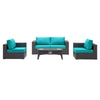 Modway Convene 5 Piece Set Outdoor Patio with Fire Pit