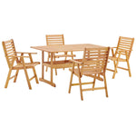 Modway Hatteras 5 Piece Outdoor Patio Eucalyptus Wood Dining Set