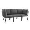 Modway Riverside 3 Piece Outdoor Patio Aluminum Sectional Sofa Set