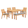 Modway Syracuse 6 Piecce Outdoor Patio Eucalyptus Wood Dining Set