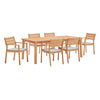 Modway Viewscape 7 Piece Outdoor Patio Ash Wood Dining Set