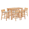 Modway Riverlake 7 Piece Outdoor Patio Ash Wood Bar Set