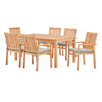 Modway Farmstay 7 Piece Outdoor Patio Teak Wood Dining Set