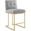 Modway Privy Gold Stainless Steel Upholstered Fabric Counter Stool
