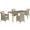 Modway Conduit 5 Piece Outdoor Patio Wicker Rattan Dining Set