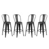 Modway Promenade Bar Side Stool Metal Set of 4