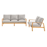 Modway Orlean Outdoor Patio Eucalyptus Wood Sofa and Loveseat Set