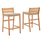 Modway EEI-4010-NAT-TAU Riverlake Outdoor Patio Ash Wood Bar Stool Set of 2