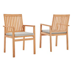 Modway Farmstay Outdoor Patio Teak Dining Armchair Set of 2