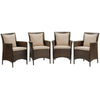 Modway Conduit Outdoor Patio Wicker Rattan Dining Armchair Set of 4