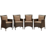 Modway Conduit Outdoor Patio Wicker Rattan Dining Armchair Set of 4