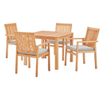 Modway Farmstay 5 Piece Outdoor Patio Teak Wood Dining Set