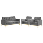 Modway Loft Gold Stainless Steel Leg Performance Velvet 3 Piece Set