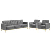 Modway Loft Gold Stainless Steel Leg Performance Velvet 3 Piece Set