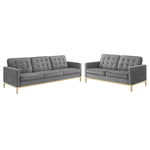 Modway Loft Gold Stainless Steel Leg Performance Velvet Sofa and Loveseat Set