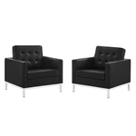 Modway Loft Tufted Upholstered Faux Leather Armchair Set of 2