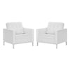 Modway Loft Tufted Upholstered Faux Leather Armchair Set of 2