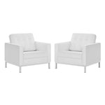 Modway Loft Tufted Upholstered Faux Leather Armchair Set of 2