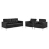 Modway Loft 3 Piece Tufted Upholstered Faux Leather Set