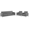 Modway Loft 3 Piece Tufted Upholstered Faux Leather Set