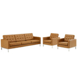Modway Loft 3 Piece Tufted Upholstered Faux Leather Set