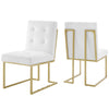 Modway Privy Gold Stainless Steel Upholstered Fabric Dining Accent Chair Set of 2