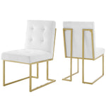 Modway Privy Gold Stainless Steel Upholstered Fabric Dining Accent Chair Set of 2