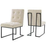 Modway Privy Black Stainless Steel Upholstered Fabric Dining Chair Set of 2