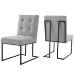 Modway Privy Black Stainless Steel Upholstered Fabric Dining Chair Set of 2