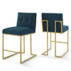 Modway Privy Gold Stainless Steel Upholstered Fabric Counter Stool Set of 2